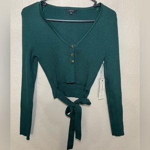 Polyester dark green long sleeve blouse